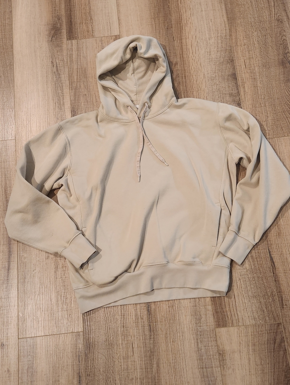 PLENUM STUDIO Men's Beige Tan Pullover Hoodie Sweatshirt Size Small Neutral